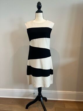 Mango Black and White Striped Sleeveless Mini Dress
